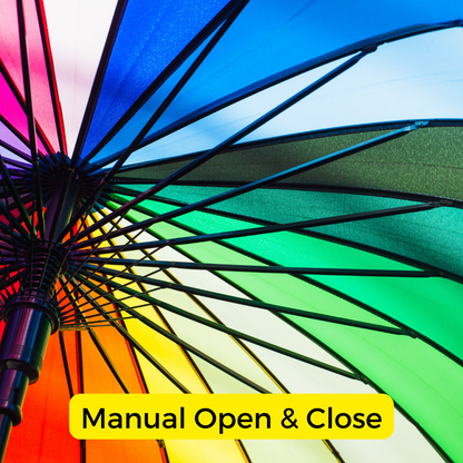Rainbow Umbrella, Big Canopy, Straight Manual Umbrella, (29 Inches) Unisex