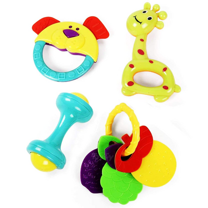 Baby Rattle Toys for New Born and Infants (Pack of 4, Multicolor)