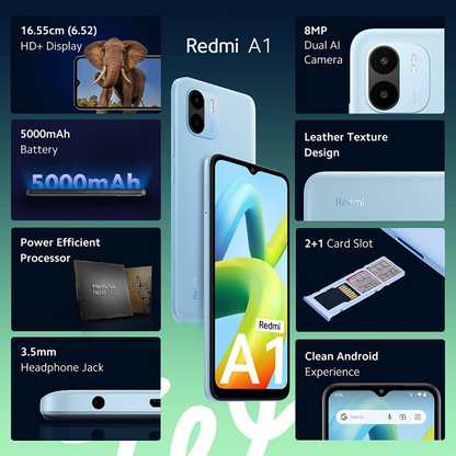 MI Redmi A1 Mobile Phone Light Blue, 2GB RAM, 32GB Storage