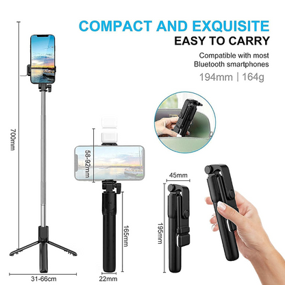 Bluetooth Selfie Stick, 3-in-1 Multifunctional Selfie Stick Tripod Stand & Mobile Stand