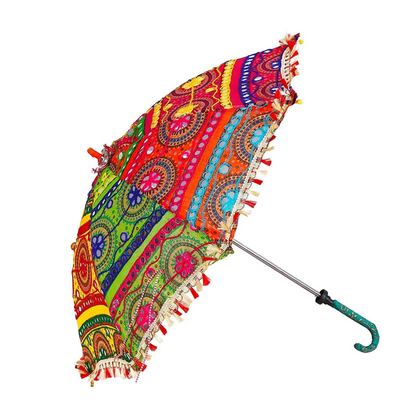 Rajasthani Wedding Umbrella, Jaipuri Embroidery Umbrella for Wedding Decoration Colour & Design May Vary  n