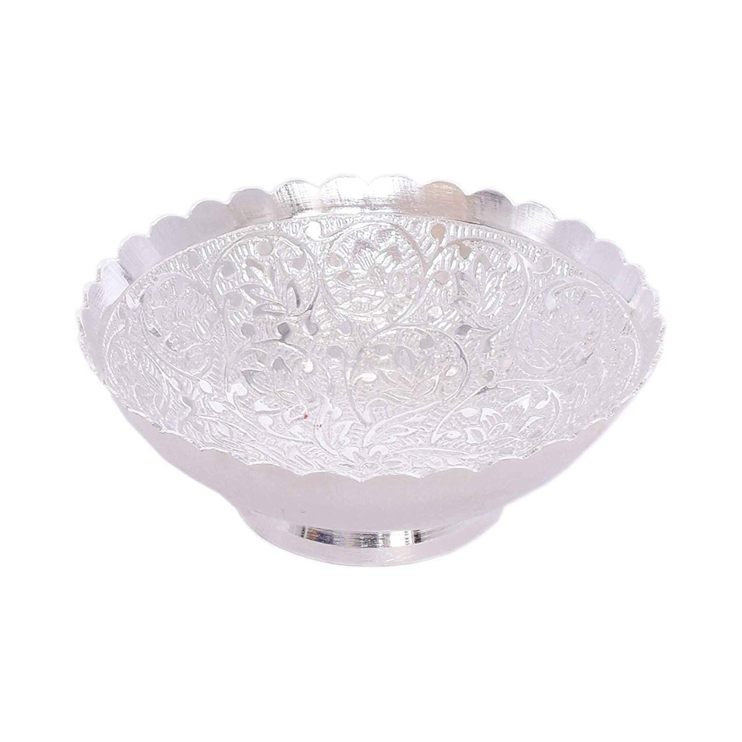 Silver Bowl Spoon Set with Velvet Box for Table Dry Fruit, Best for Diwali Gifting