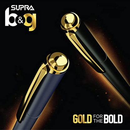 Supra B & G, Blue Ball Point Pen, Gold for The Bold (Pack of 10)