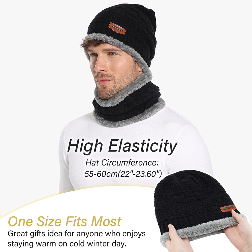 Men's Woolen Cap with Neck Warmer (Colours and Designs May Vary)