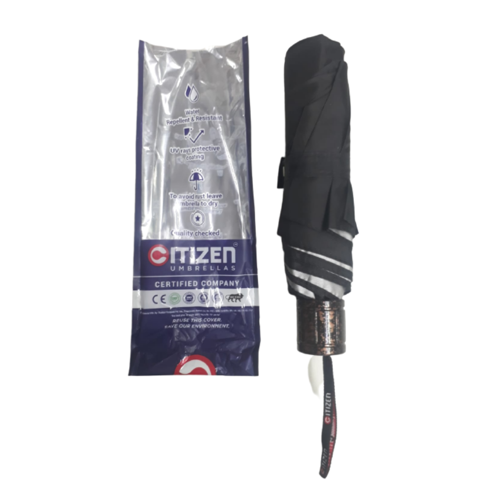 Citizen 3 Fold Umbrella, Manual Umbrella, Rain and UV Protection (1 Pcs, 21 Inch, Black)