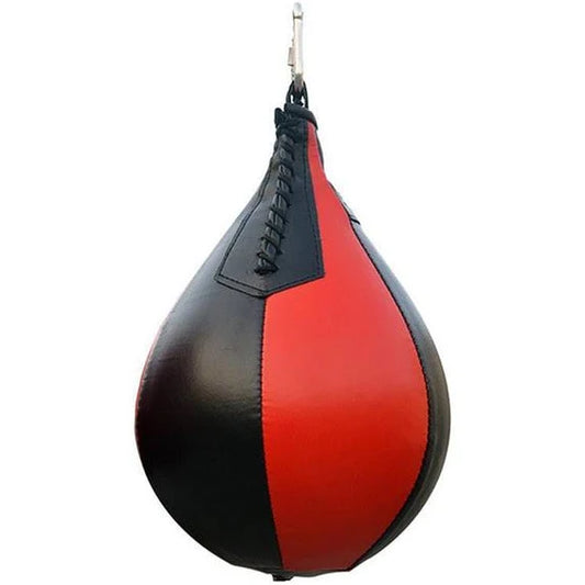 Leather Speed Bag, Fight Boxing Pear Punching Bag Gym Boxing Punching Speed Ball Red/ Black