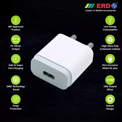 Buy ERD Mobile Charger with Micro USB Cable, AMP (Fast