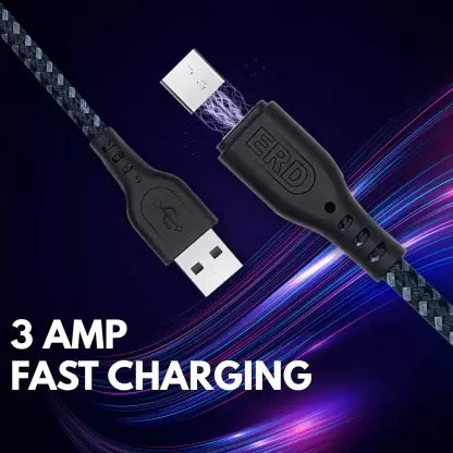 ERD Micro USB Data Cable, Rugged (1 Metre, Black & Grey)